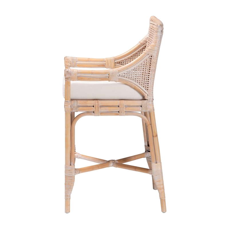 bali & pari Allen Natural Rattan Counter Stool Handwoven Wicker Stool