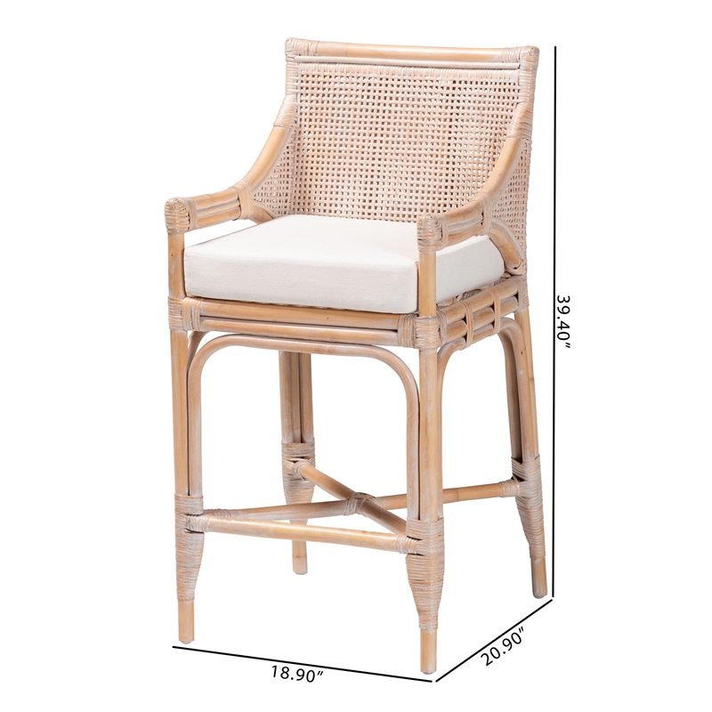 bali & pari Allen Natural Rattan Counter Stool Handwoven Wicker Stool