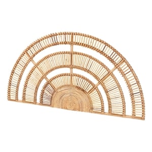 bali & pari Luna Natural Rattan Headboard Wall-Mount Headboard Queen