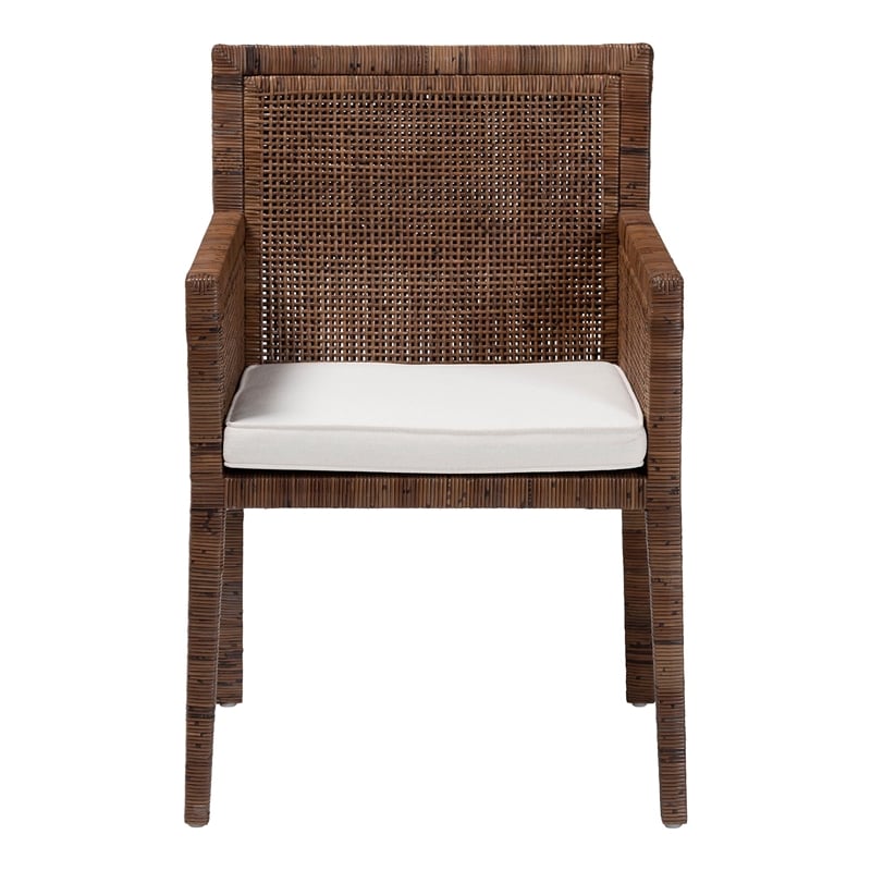 bali & pari Karis Rattan Dining Chair with Cushion Antique Coffee