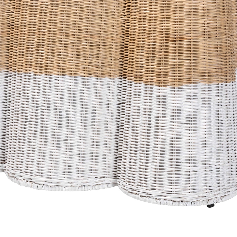 bali & pari Palm Scallop Natural Rattan Console Table White Natural