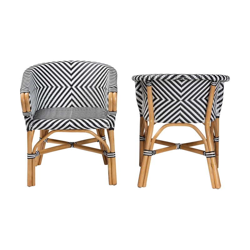 bali & pari Max Rattan Bistro 2-Piece Armchair Set Handwoven Dining Chair