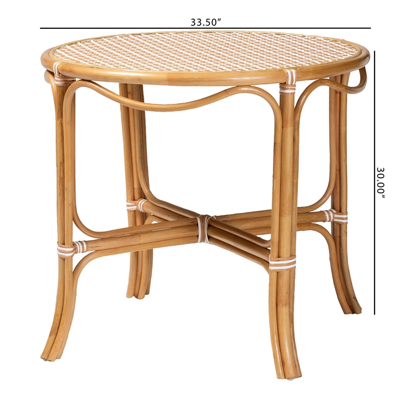 bali & pari Mattie Natural Rattan Round Bistro Dining Table Beige