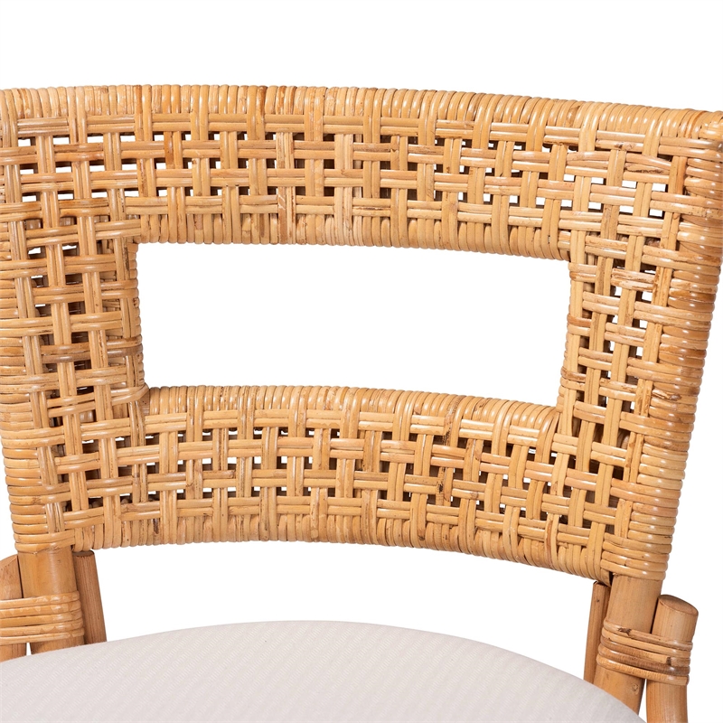 bali & pari Amina Natural Rattan Counter Stool with Upholstered Cushion