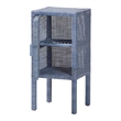 bali & pari Vivan Natural Rattan Nightstand Wood Accent Bedside Table Navy Blue