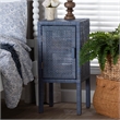 bali & pari Vivan Natural Rattan Nightstand Wood Accent Bedside Table Navy Blue