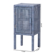bali & pari Vivan Natural Rattan Nightstand Wood Accent Bedside Table Navy Blue