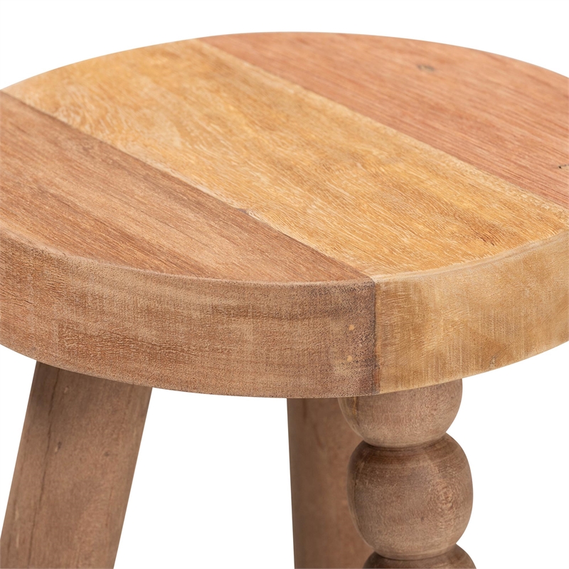 bali & pari Sihu Acacia Wood Multipurpose Accent Stool Sculptural End Table