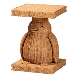 bali & pari Pembroke Penguin End Table Rattan Sculptural Accent Side Table