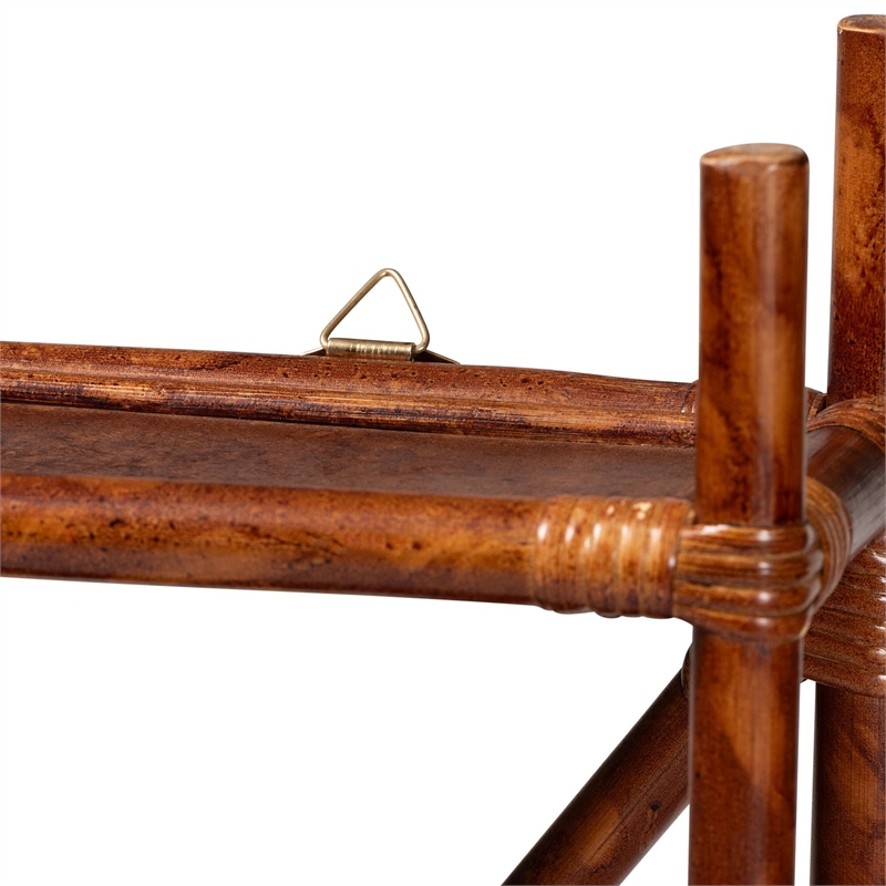 bali & pari Basile Marbled Tortoise Rattan 4-Tier Wall Display Shelf