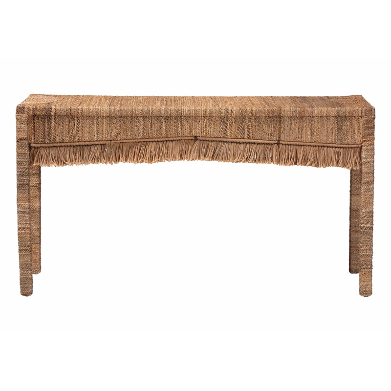 bali & pari Fiona Handwoven Seagrass Console Table Coastal Boho Accent Table
