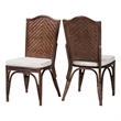 bali & pari Mahdis Natural Rattan 2-Piece Dining Chair Set with Cushion