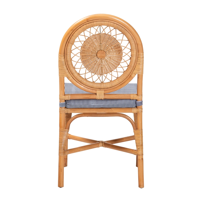bali & pari Oberon Natural Rattan Dining Chair with Cushion Accent Seating