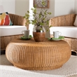 bali & pari Beatriz Natural Rattan Coffee Table Handwoven Wicker Accent Table