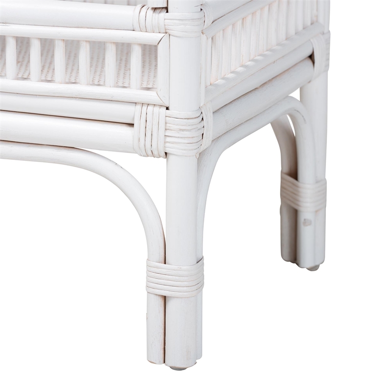 bali & pari Lombok Natural Rattan Console Table 2-Tier Accent Table White