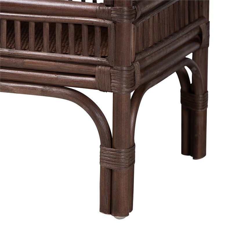 bali & pari Lombok Natural Rattan Console Table 2-Tier Accent Table Espresso