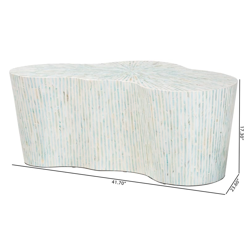 bali & pari Fiorella Capiz Shell Coffee Table Irregular Shape Accent Table