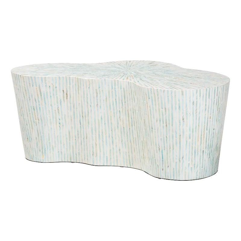 bali & pari Fiorella Capiz Shell Coffee Table Irregular Shape Accent Table