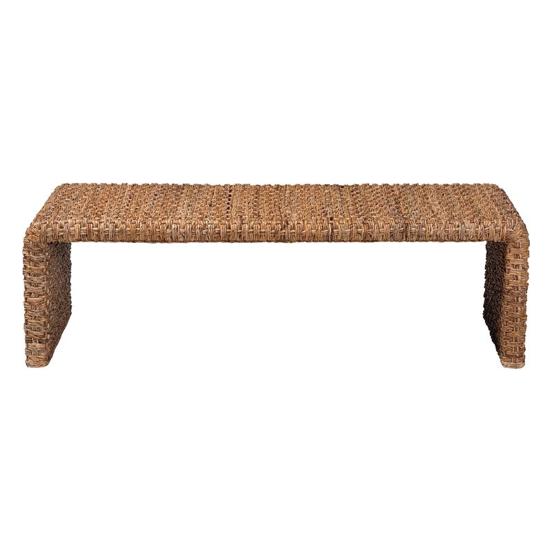 bali & pari Alda Handwoven Seagrass Coffee Table Wicker Waterfall Accent Table