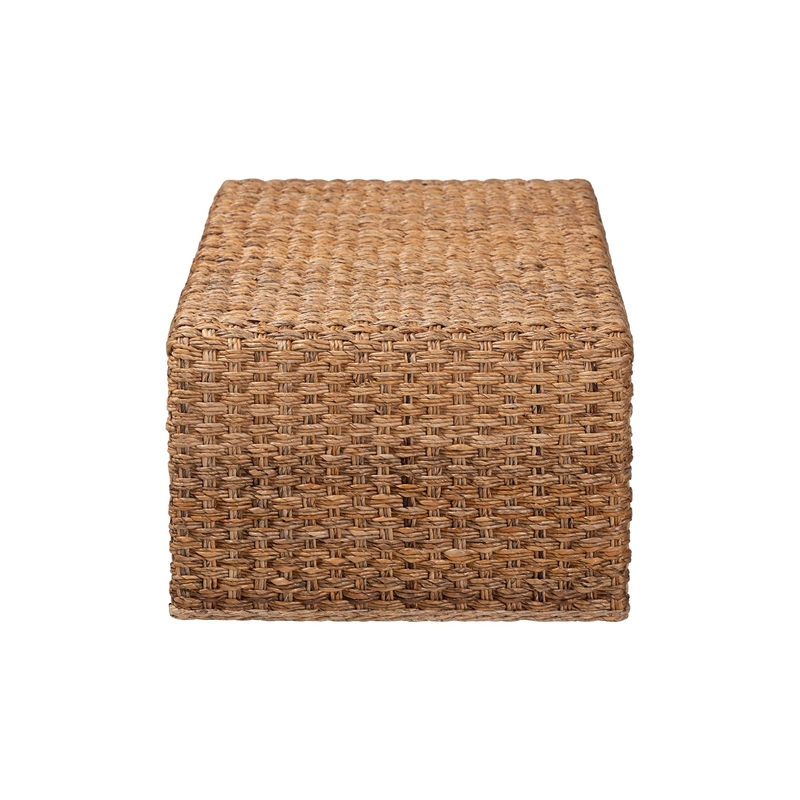 bali & pari Alda Handwoven Seagrass Coffee Table Wicker Waterfall Accent Table