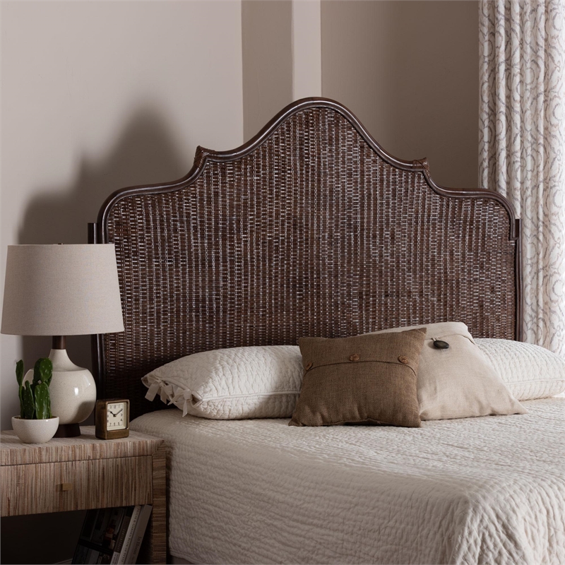 bali & pari Jaelle Natural Rattan Standalone Headboard Panel Headboard Queen