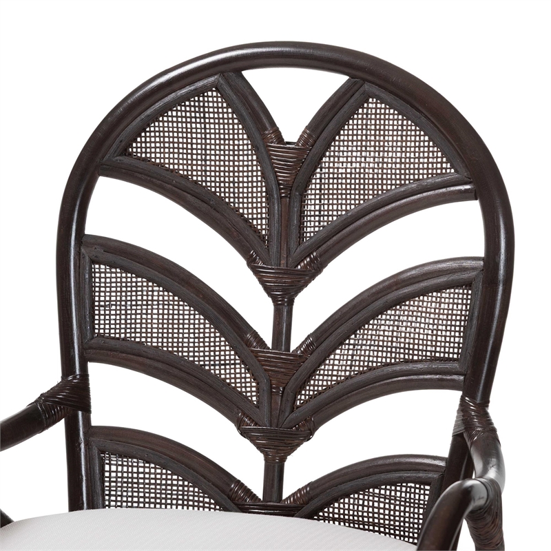bali & pari Niven Natural Rattan Counter Stool with Cushion Wicker Accent Stool