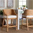 bali & pari Ottis Natural Rattan Counter Stool with Cushion Kitchen Island