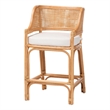 bali & pari Ottis Natural Rattan Counter Stool with Cushion Kitchen Island