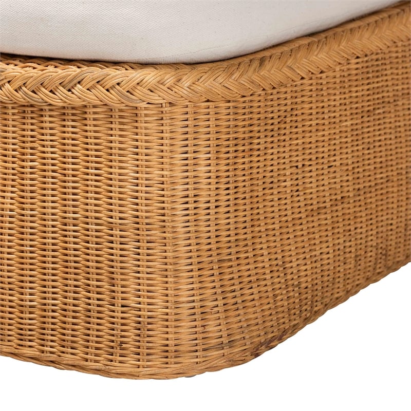 bali & pari Cesar Natural Rattan Chaise Lounge Chair with Cushion