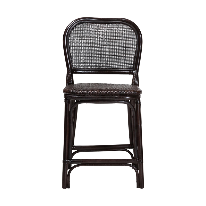bali & pari Irene Natural Rattan Counter Stool Handwoven Wicker Accent Stool