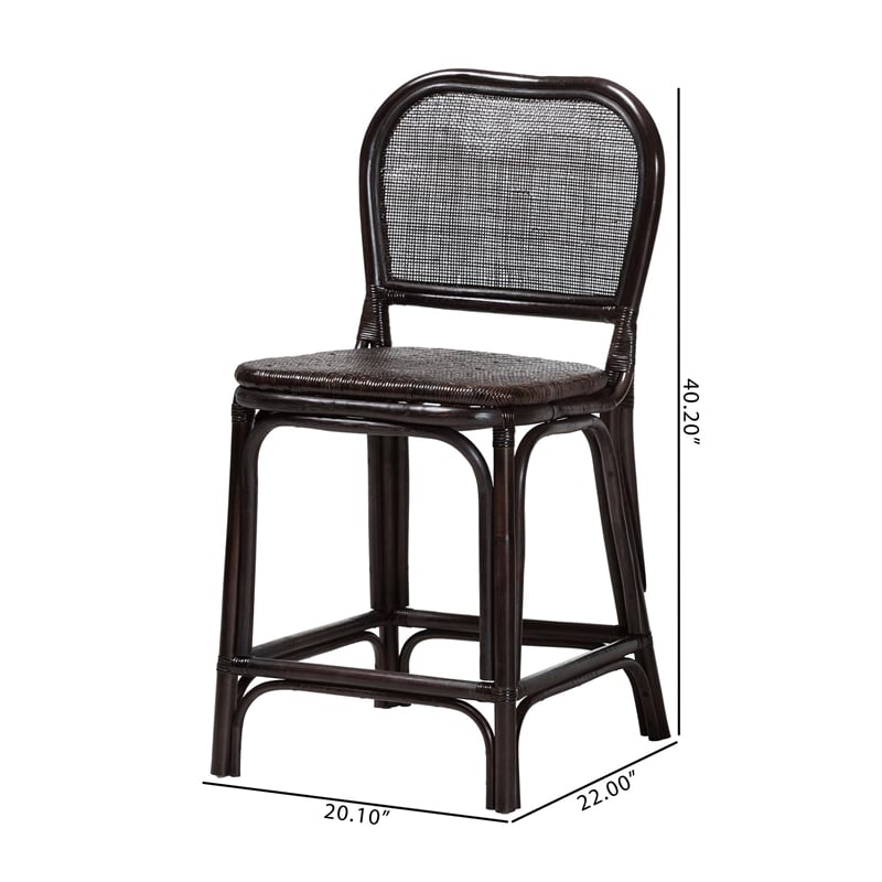 bali & pari Irene Natural Rattan Counter Stool Handwoven Wicker Accent Stool