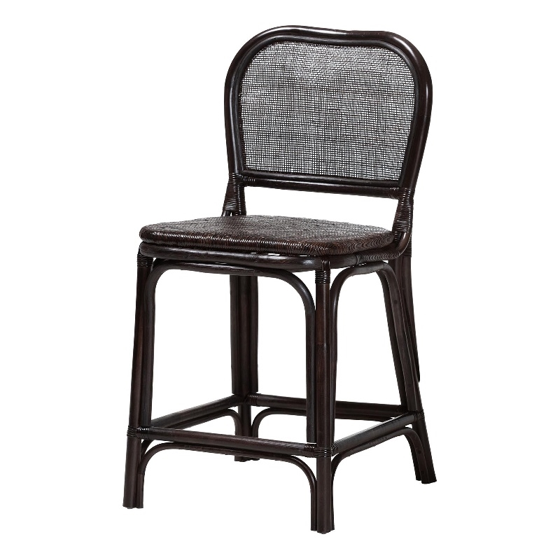 bali & pari Irene Natural Rattan Counter Stool Handwoven Wicker Accent Stool