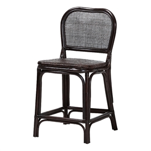 bali & pari Irene Natural Rattan Counter Stool Handwoven Wicker Accent Stool