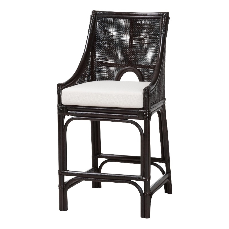 bali & pari Acton Natural Rattan Counter Stool Handwoven Wicker Accent Stool