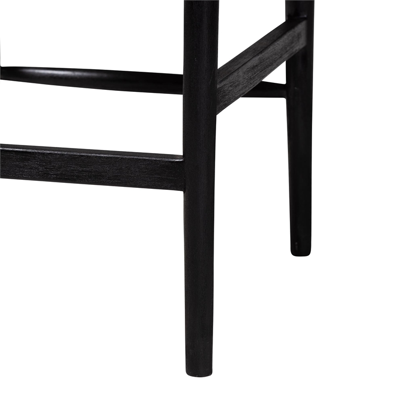 bali & pari Fika Wishbone Counter Stool with Seagrass Seat Wood Frame Black