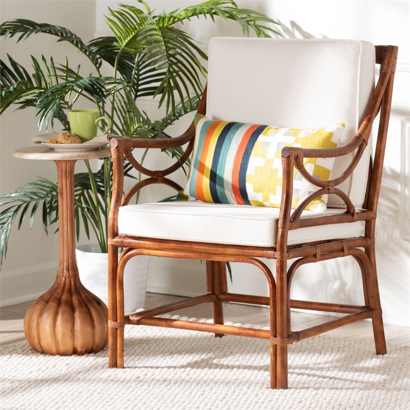bali & pari Cleantha Marbled Tortoise Natural Rattan Armchair