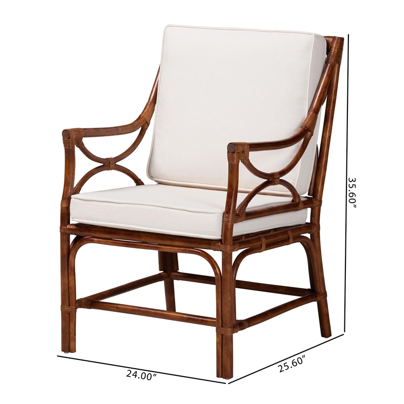 bali & pari Cleantha Marbled Tortoise Natural Rattan Armchair