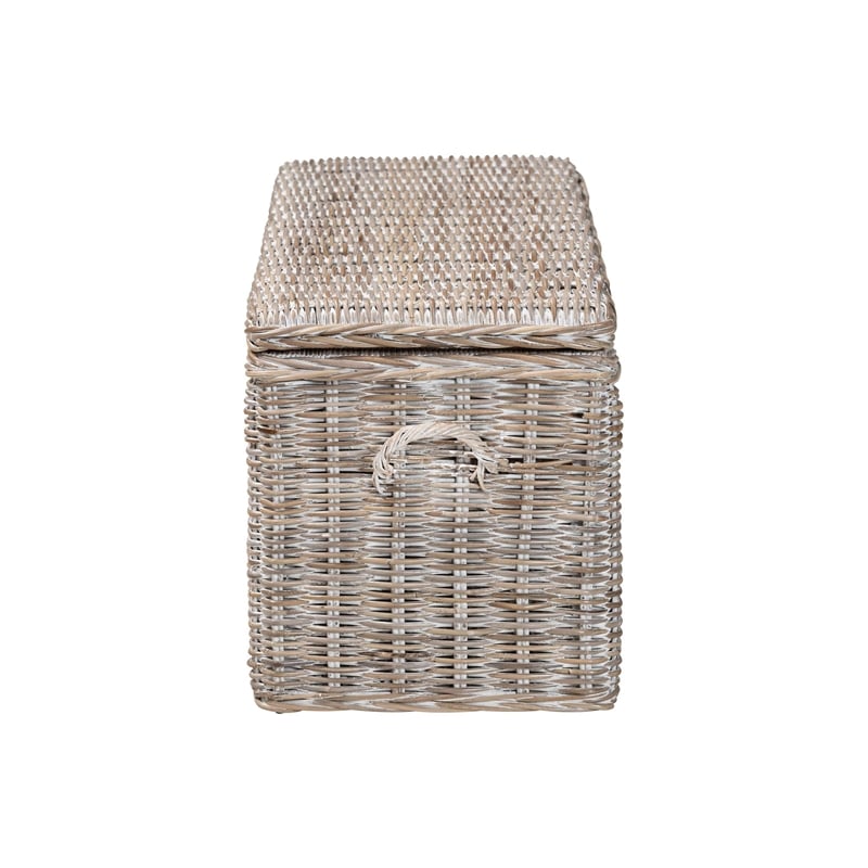 bali & pari Clarette Whitewashed Rattan Storage Bench Handwoven Storage Trunk