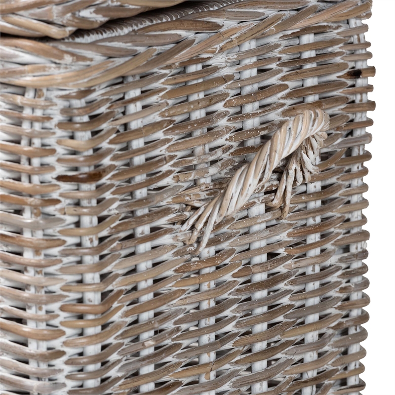 bali & pari Clarette Whitewashed Rattan Storage Bench Handwoven Storage Trunk