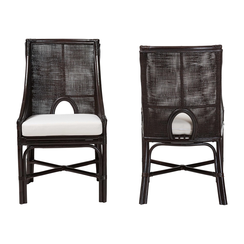 bali & pari Acton Natural Rattan 2-Piece Dining Chair Set Wicker Accent Chair