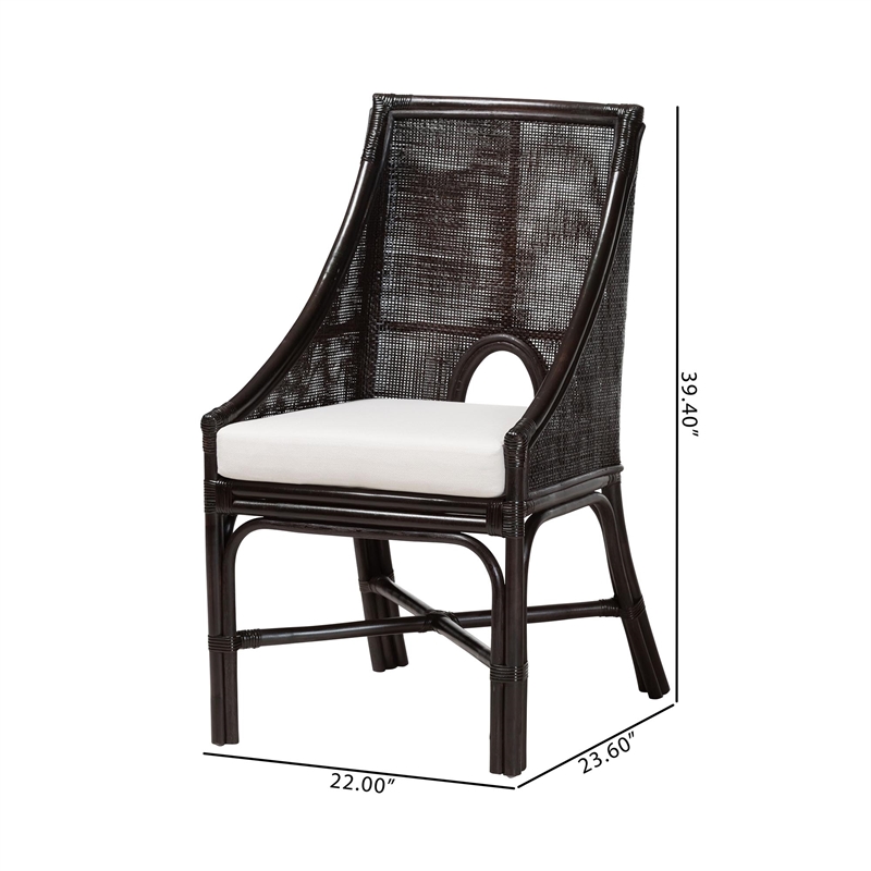 bali & pari Acton Natural Rattan 2-Piece Dining Chair Set Wicker Accent Chair
