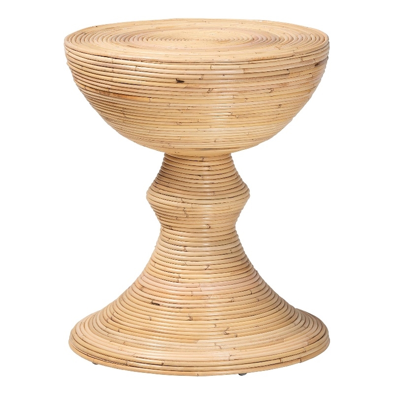 bali & pari Brookwood Natural Rattan End Table Handcrafted Accent Table