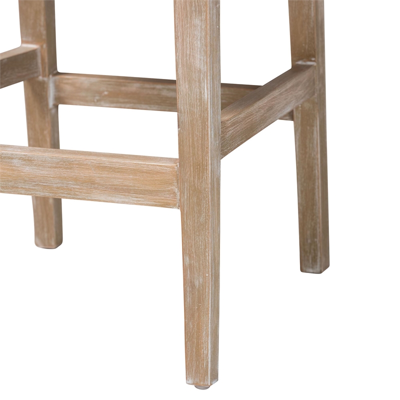 bali & pari Ashford Whitewash Rattan Counter Stool Mahogany Wood Frame