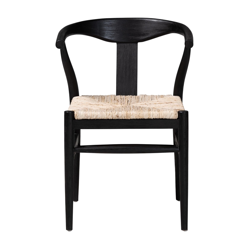bali & pari Fika Wishbone Dining Chair with Wood Frame Armchair Black