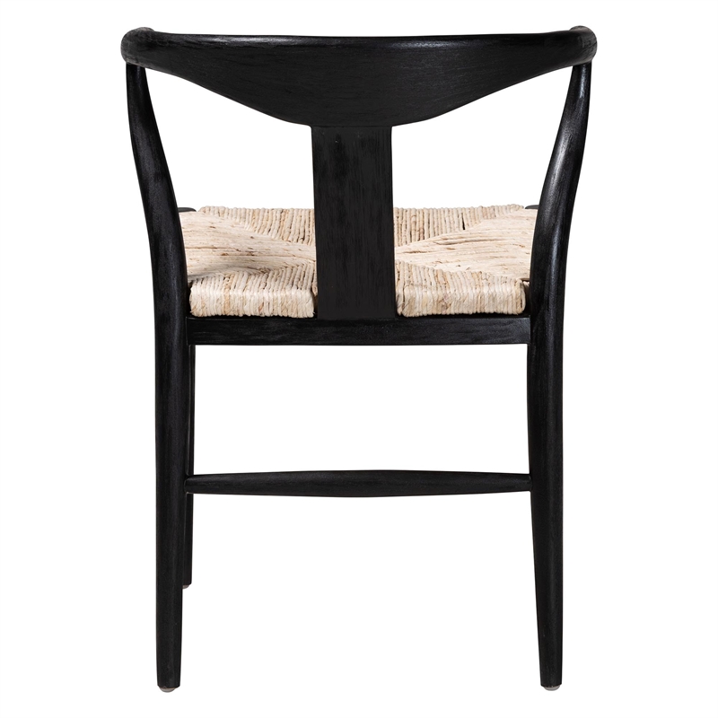 bali & pari Fika Wishbone Dining Chair with Wood Frame Armchair Black