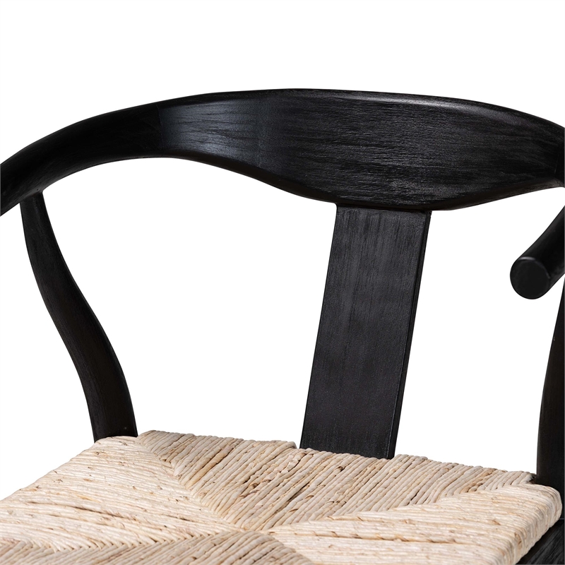bali & pari Fika Wishbone Dining Chair with Wood Frame Armchair Black