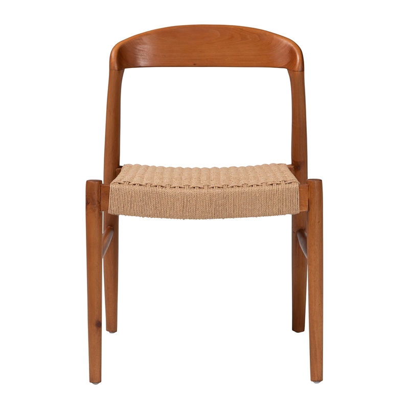 bali & pari Lorena Paper Loom Woven Dining Chair Wood Frame with Curved Back