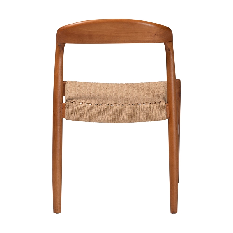 bali & pari Lorena Paper Loom Woven Dining Chair Wood Frame with Curved Back