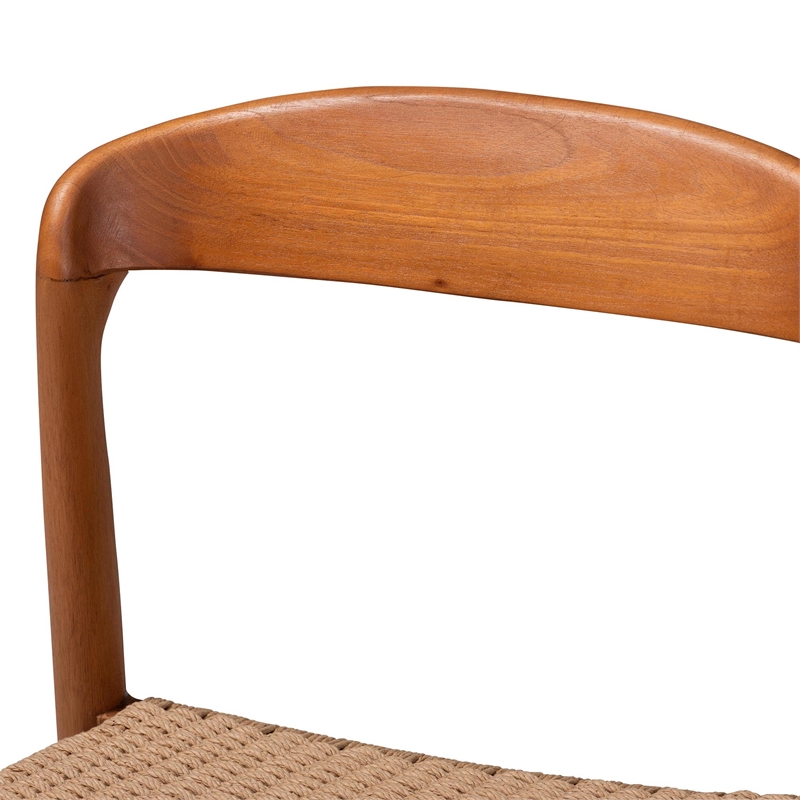 bali & pari Lorena Paper Loom Woven Dining Chair Wood Frame with Curved Back