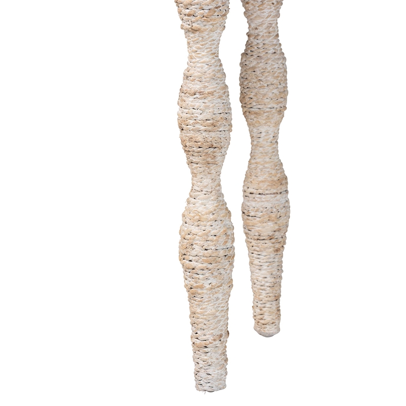 bali & pari Lejane Woven Seagrass Console Table Wicker Waterfall Accent Table
